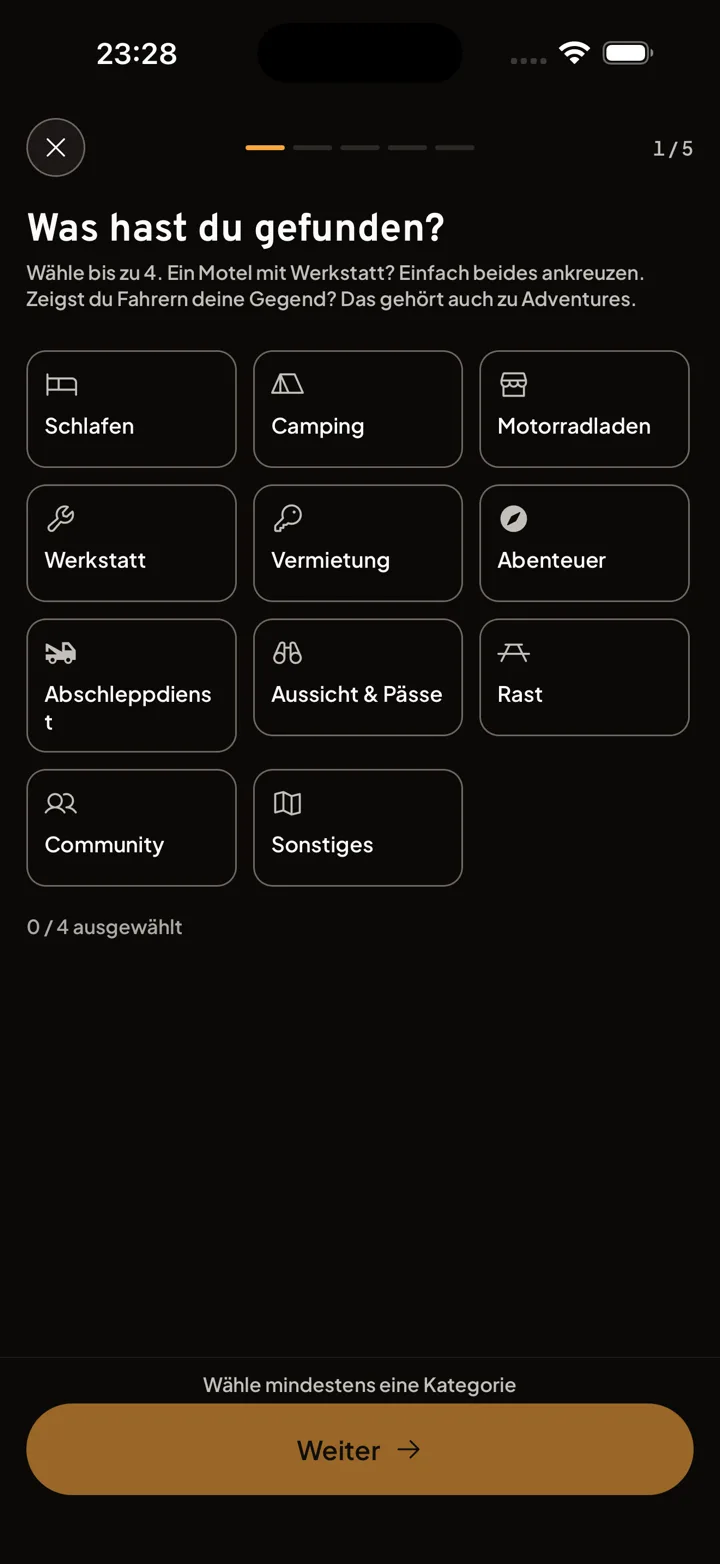 Suggesting a new place in the Motonest app