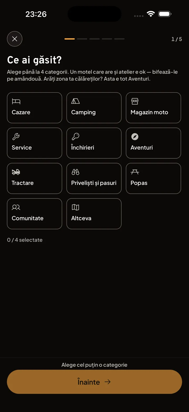 Suggesting a new place in the Motonest app
