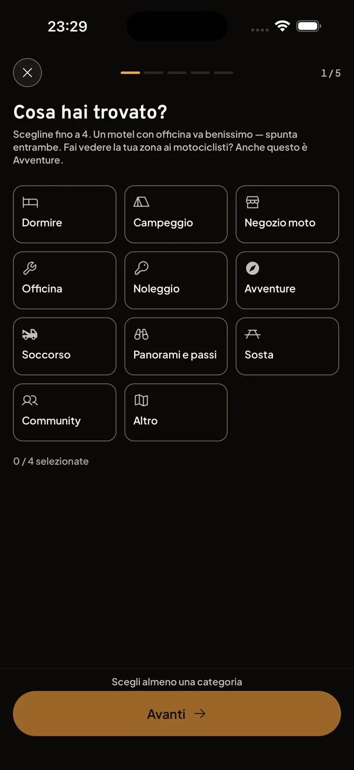 Suggesting a new place in the Motonest app