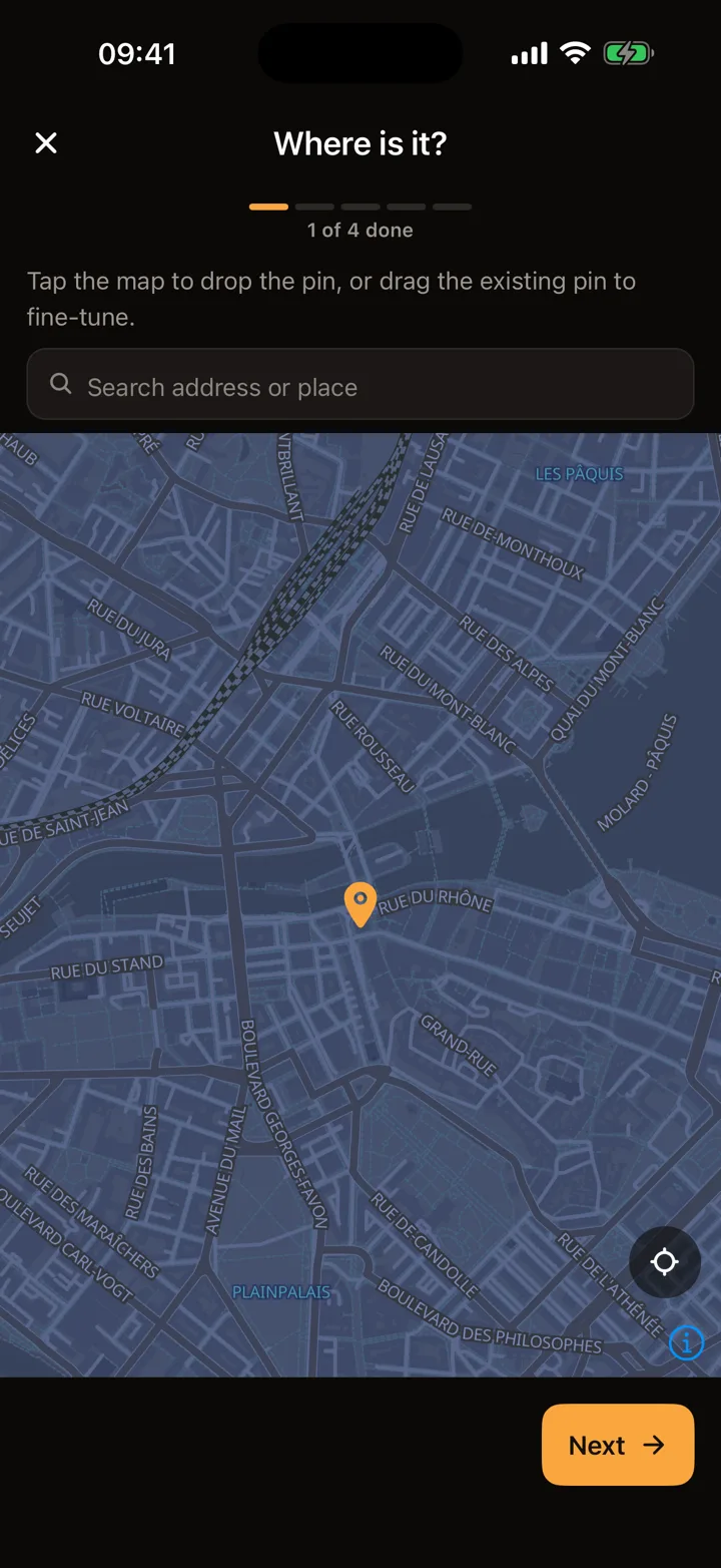 Suggesting a new place in the Motonest app