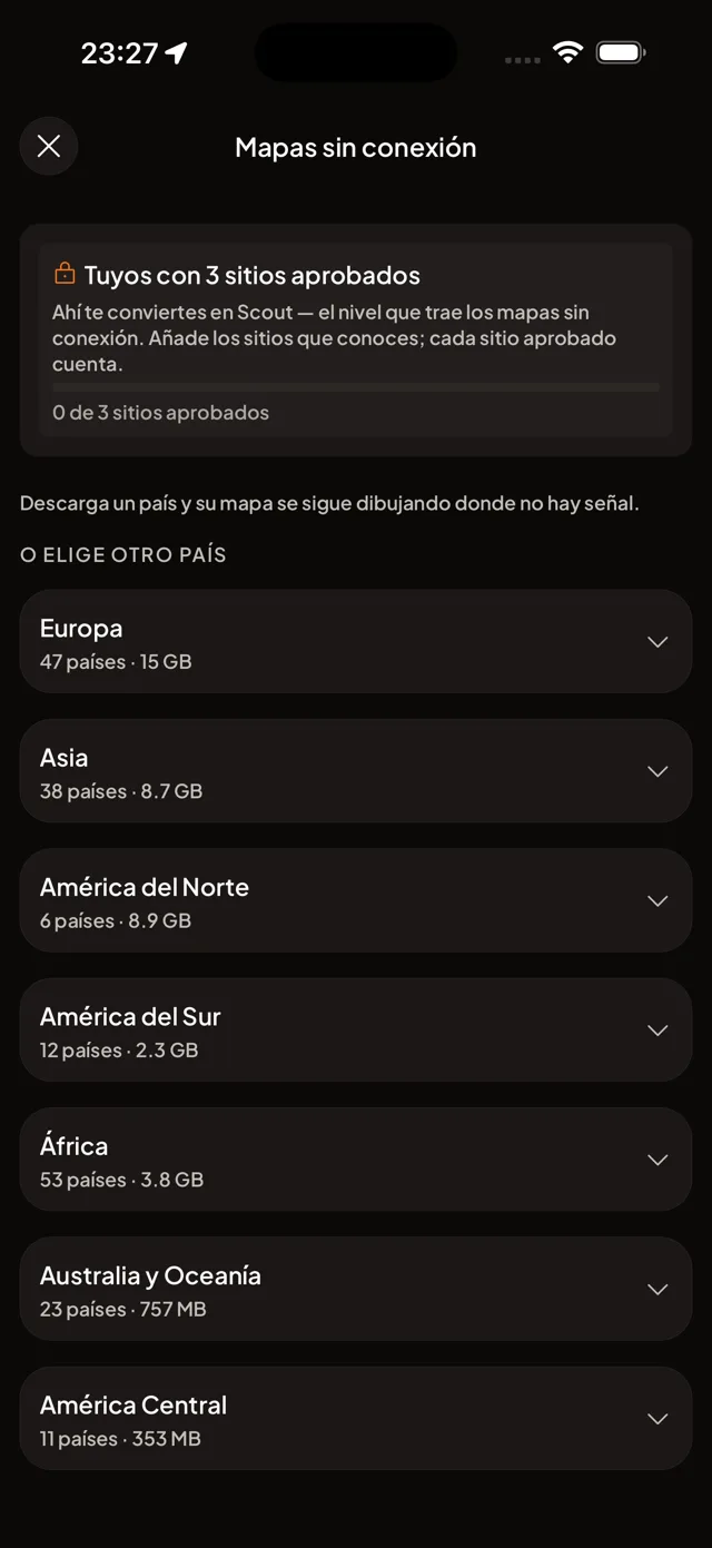 Mapas sin conexión, desbloqueados por lo que añades.