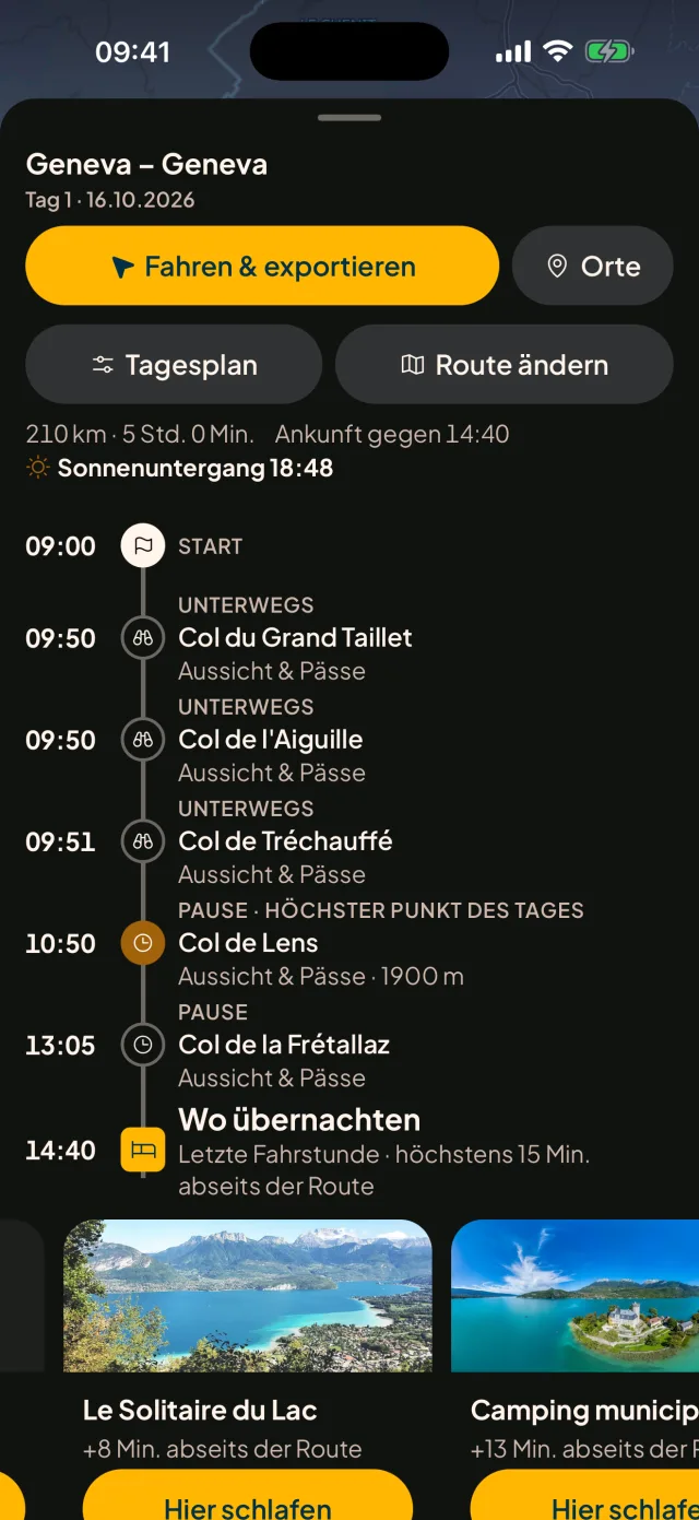 Plane die Fahrt, nicht nur die Strecke.