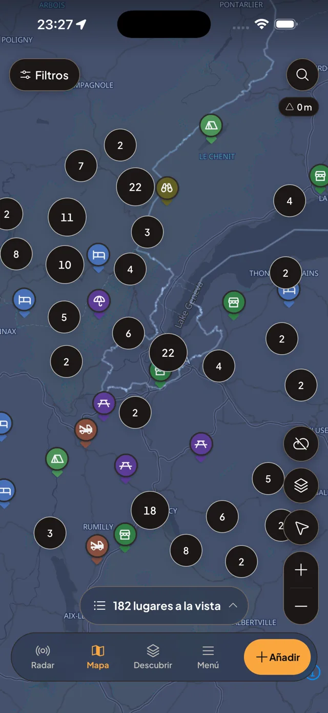 Motonest map view with category pins
