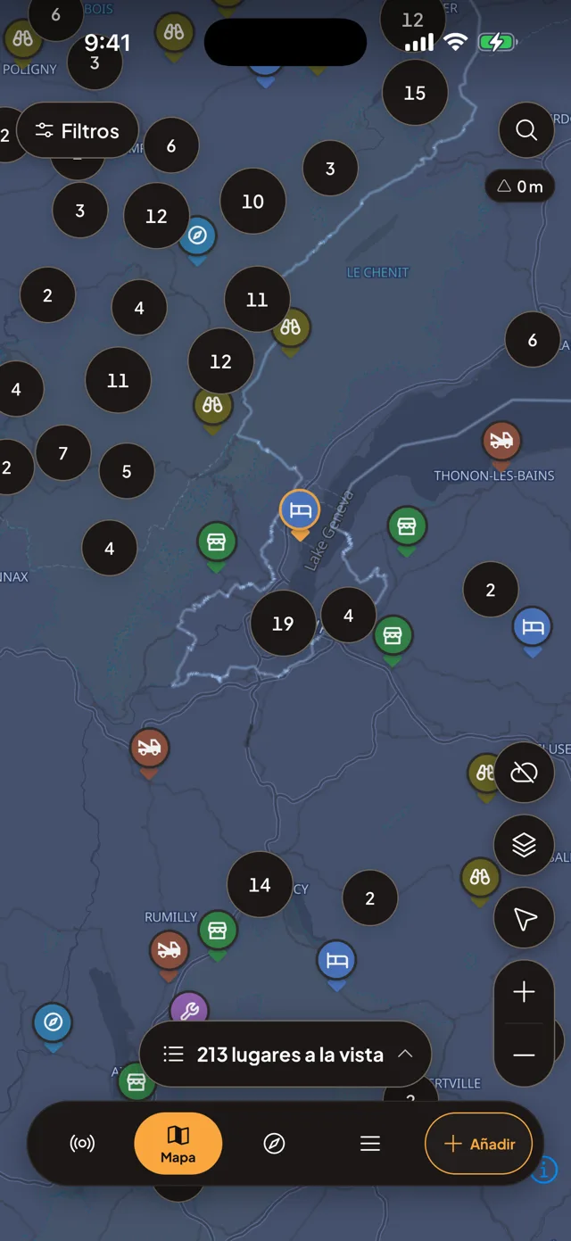 Motonest map view with category pins