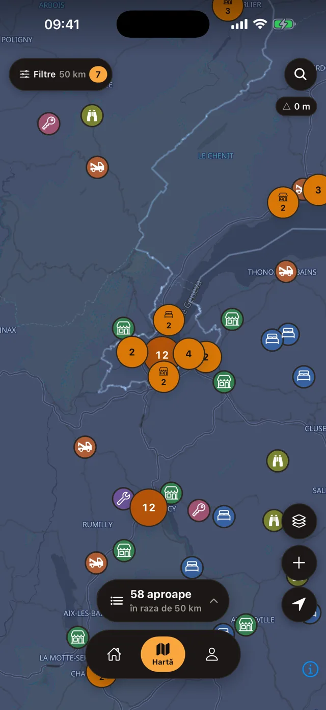Motonest map view with category pins