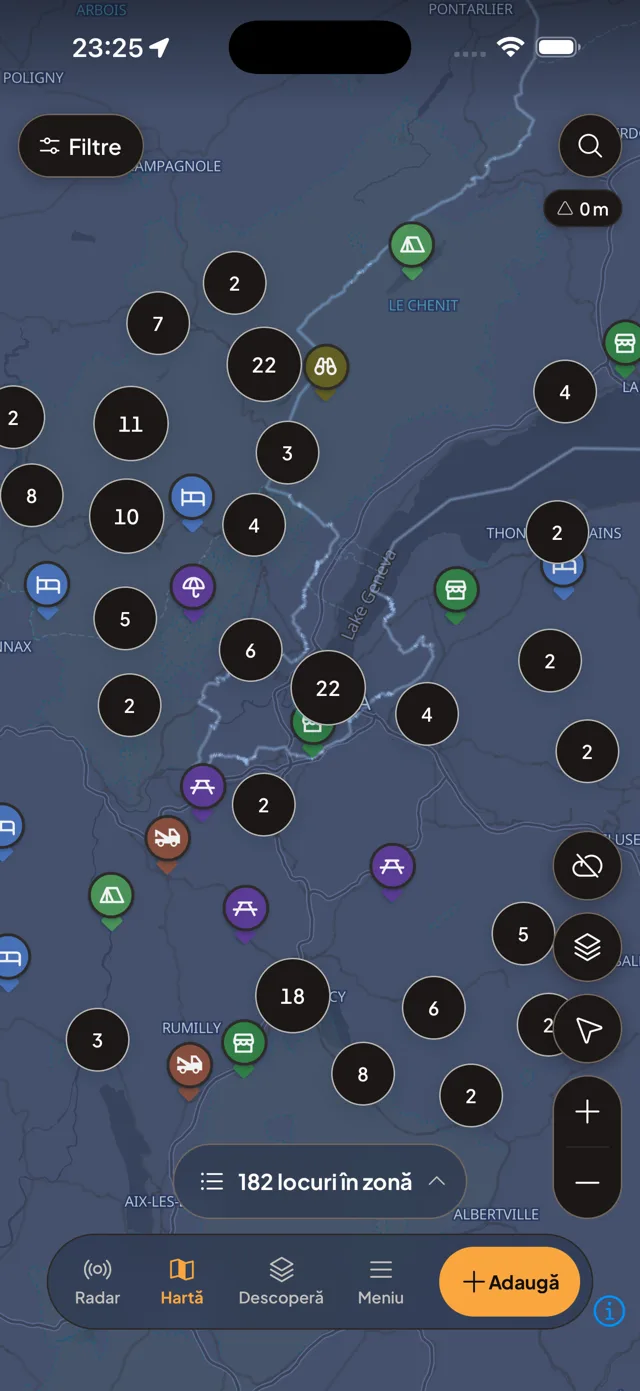Motonest map view with category pins