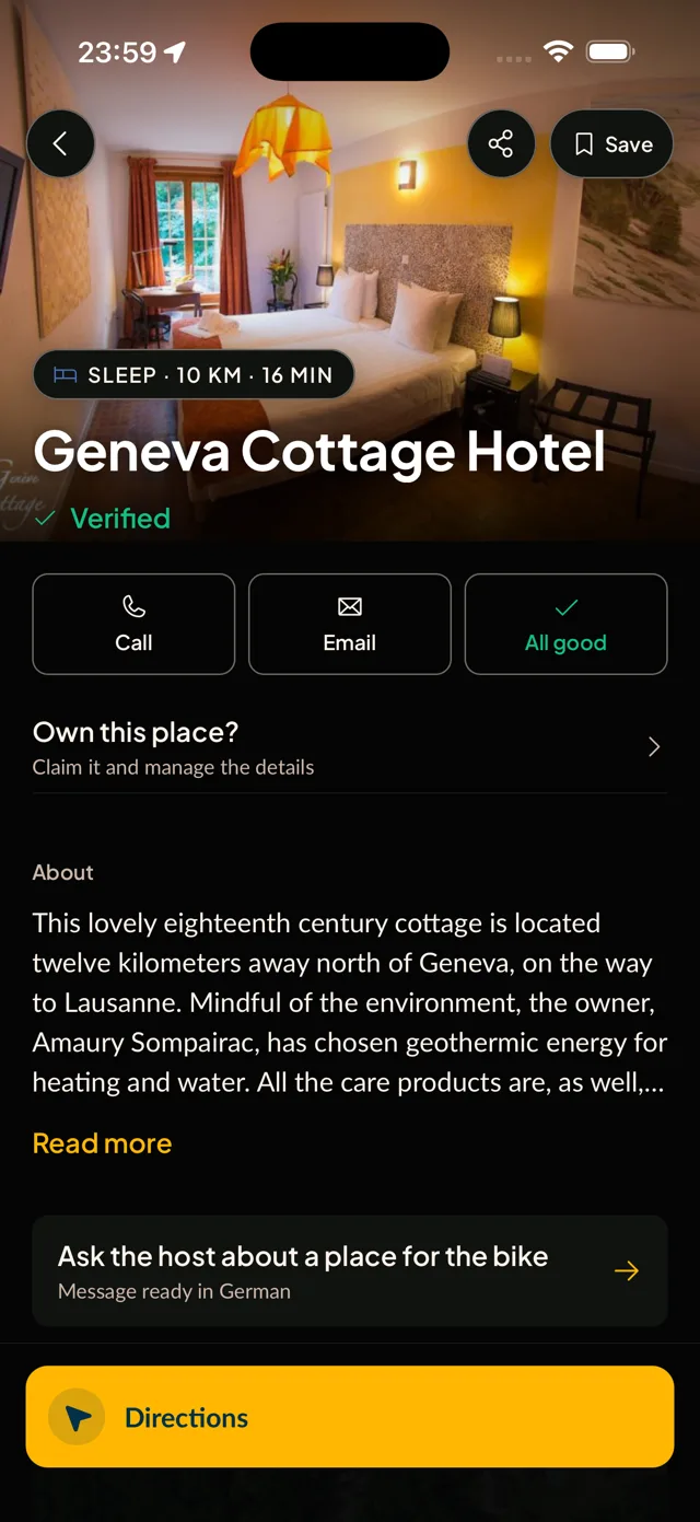 A verified nest as riders see it in the Motonest app