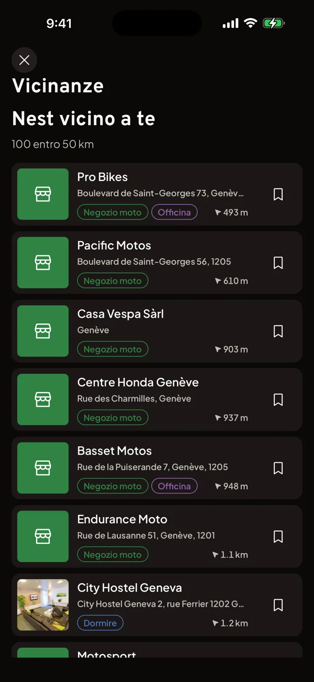 Motonest nearby places bottom sheet