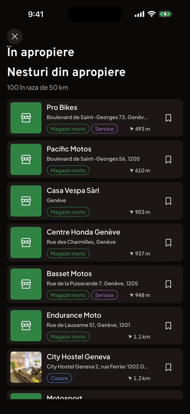 Motonest nearby places bottom sheet