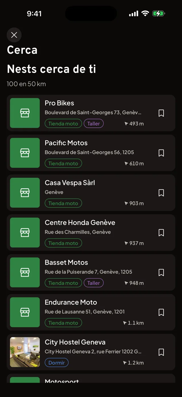 Motonest nearby places bottom sheet